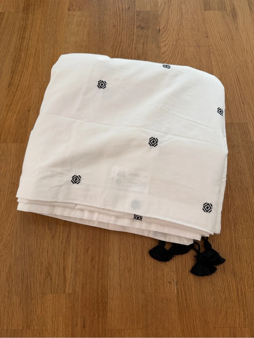 Ikea KING Ravtorel White Embroidered Boho Duvet Cover